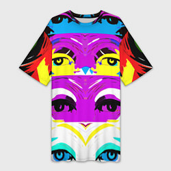 Женская длинная футболка Eyes - pop art - neural network