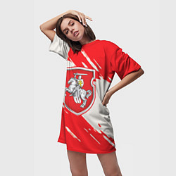 Футболка женская длинная Belarus герб краски, цвет: 3D-принт — фото 2