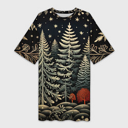 Женская длинная футболка Новогоднее настроение лес