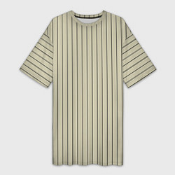 Женская длинная футболка Серо-бежевый широкая полоска