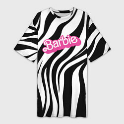 Женская длинная футболка Ретро Барби - паттерн полосок зебры