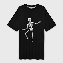 Женская длинная футболка Скелет disco