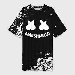 Футболка женская длинная Marshmello splash, цвет: 3D-принт