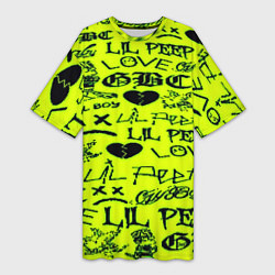 Женская длинная футболка Lil peep кислотный стиль