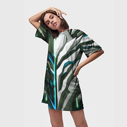 Футболка женская длинная Броня адская и райская синяя, цвет: 3D-принт — фото 2