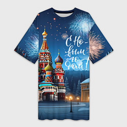 Женская длинная футболка Москва новогодняя