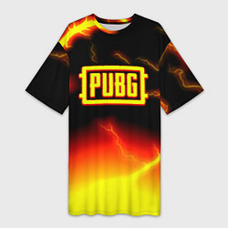 Женская длинная футболка PUBG огненный шторм из молний