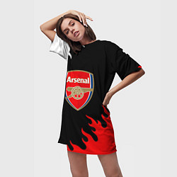 Футболка женская длинная Arsenal fc flame, цвет: 3D-принт — фото 2