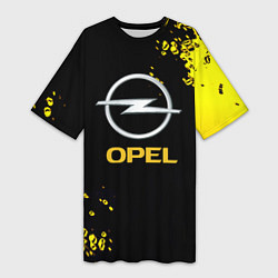 Футболка женская длинная Opel желтые краски, цвет: 3D-принт