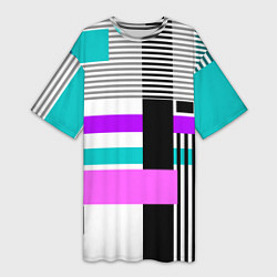 Женская длинная футболка Геометрический узор в стиле пэчворк