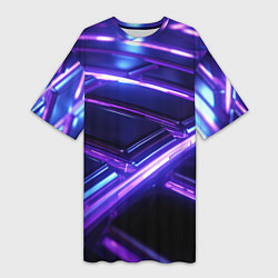Женская длинная футболка Фиолетовые неоновые плиты