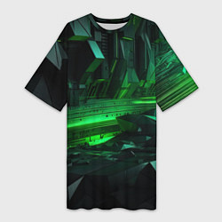 Женская длинная футболка Глубина зеленого абстракта