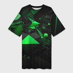 Женская длинная футболка Абстрактный лабиринт зелени