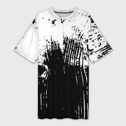 Женская длинная футболка Черно-белая абстракция гранж