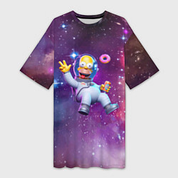 Футболка женская длинная Homer Simpson in space - ai art, цвет: 3D-принт