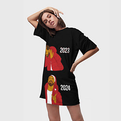 Футболка женская длинная Дрейк 2023-2024, цвет: 3D-принт — фото 2