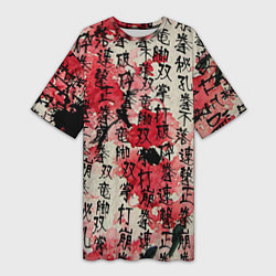 Женская длинная футболка Японский стиль паттерны