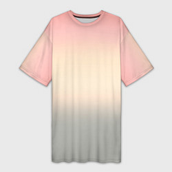 Женская длинная футболка Персиковый и серый градиент