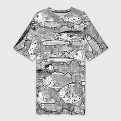 Женская длинная футболка Экзотические рыбы в кораллах