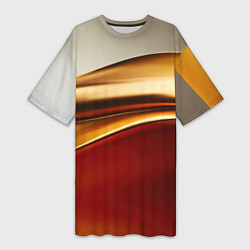 Женская длинная футболка Бежевые и золотистые волны
