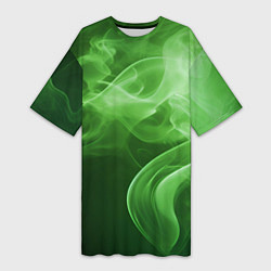 Футболка женская длинная Зеленый дым, цвет: 3D-принт