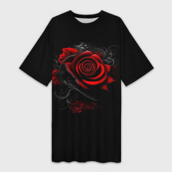 Женская длинная футболка Алая роза