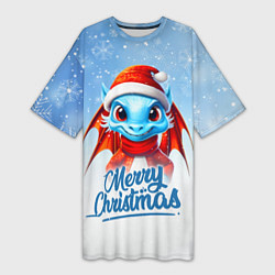 Женская длинная футболка Веселый новогодний дракончик