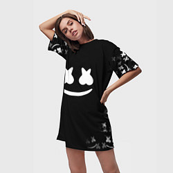 Футболка женская длинная Marshmello black collection, цвет: 3D-принт — фото 2