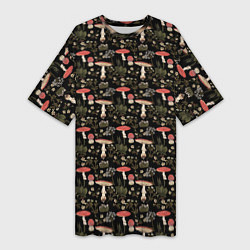 Женская длинная футболка Goblincore - мухоморы