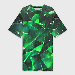 Женская длинная футболка Зелёное разбитое стекло