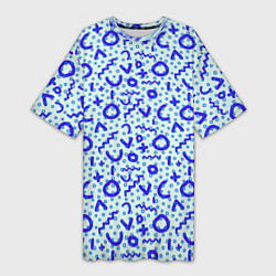 Женская длинная футболка Синие каракули