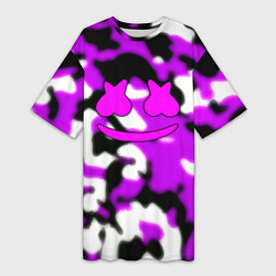 Женская длинная футболка Marshmello camo