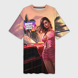 Женская длинная футболка GTA 6 girl vice city