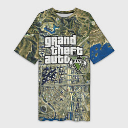 Женская длинная футболка GTA 5 карта