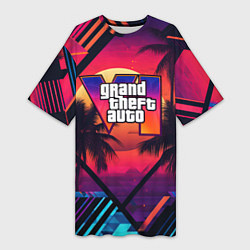 Женская длинная футболка GTA 6 аbstract logo