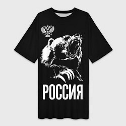 Женская длинная футболка Руссия бурый медведь