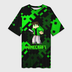 Женская длинная футболка Minecraft персонаж из игры