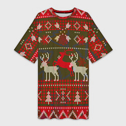 Женская длинная футболка Рождественский орнамент