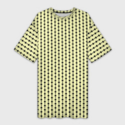 Женская длинная футболка Бледно-жёлтый полосы кружочки