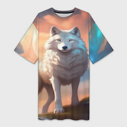 Женская длинная футболка Небесная волчица