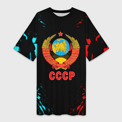 Футболка женская длинная Моя страна СССР краски, цвет: 3D-принт