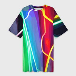 Женская длинная футболка Абстрактные цветные полосы - композиция