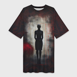 Женская длинная футболка Одинокая девушка в тени