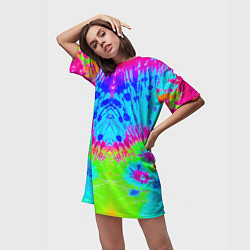 Футболка женская длинная Tie-Dye abstraction, цвет: 3D-принт — фото 2