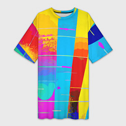 Женская длинная футболка Цветная абстракция - поп арт