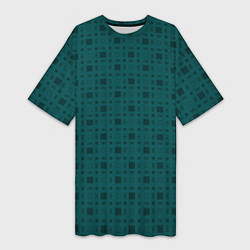 Женская длинная футболка Зелёный квадраты паттерн