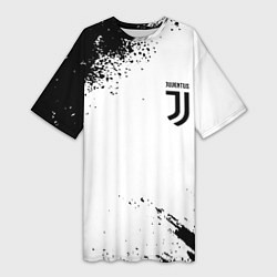 Футболка женская длинная Juventus sport color black, цвет: 3D-принт