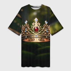 Женская длинная футболка Королевская корона узорная