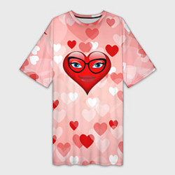 Женская длинная футболка Сердце в очках