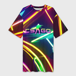 Футболка женская длинная Counter Strike - neon glow, цвет: 3D-принт